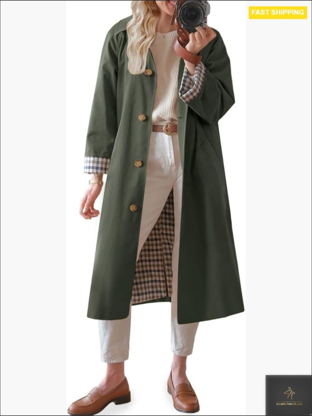 Classic Collar Long Trench Coat Single Breasted Oversized Lightweight Jacket